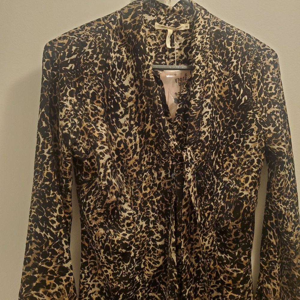 Silky animal print button down shirt dress